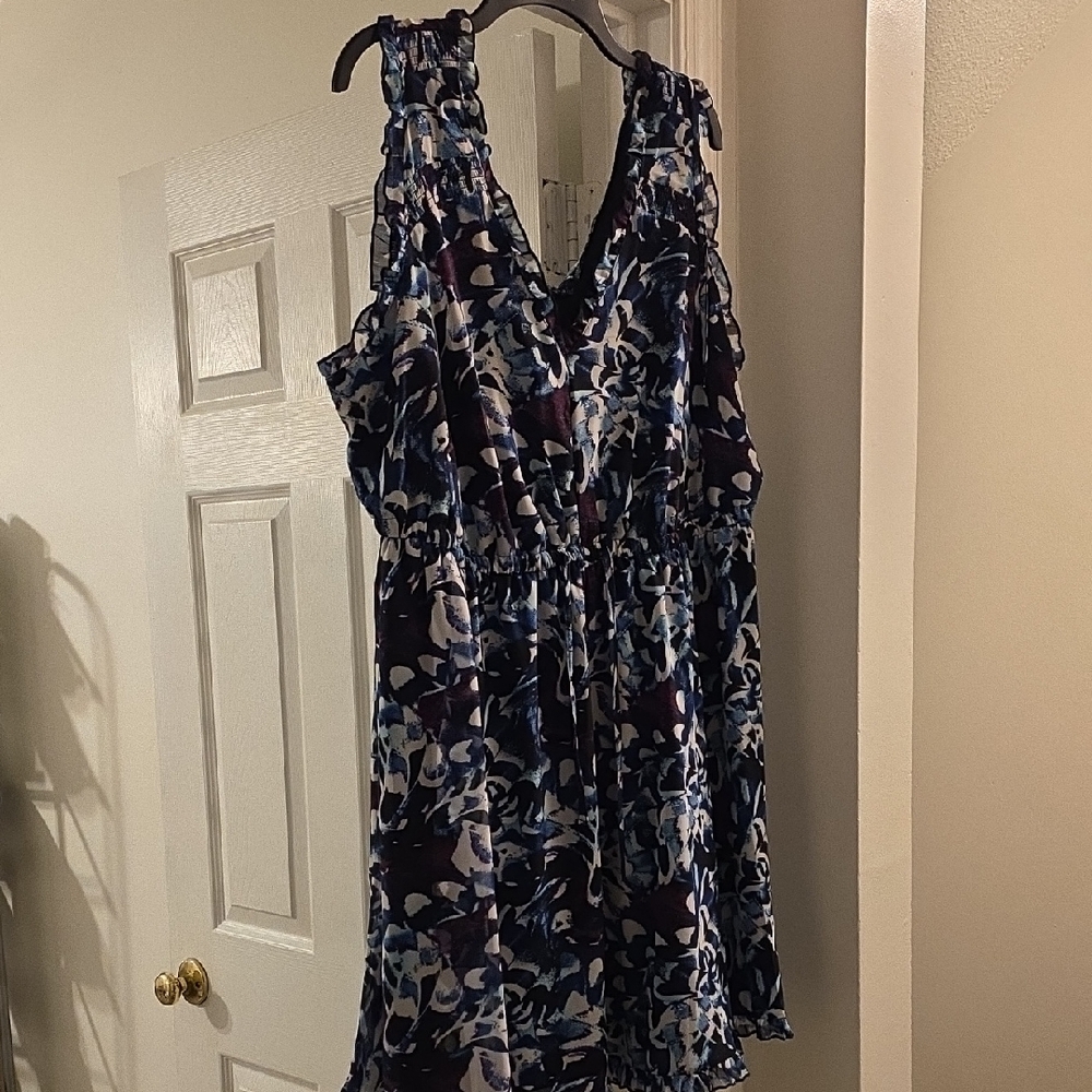 Torrid Navy and White Floral Mini Dress